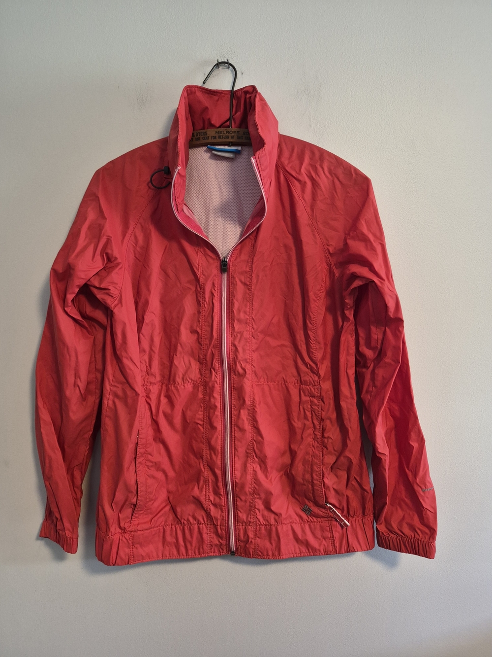 Columbia Womens Small Red Unlined Omni Sheild Zip Up Hooded Windbreaker Jacket